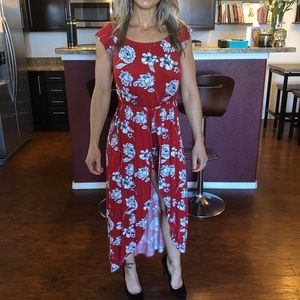 Long Floral High Low Maxi With Shorts